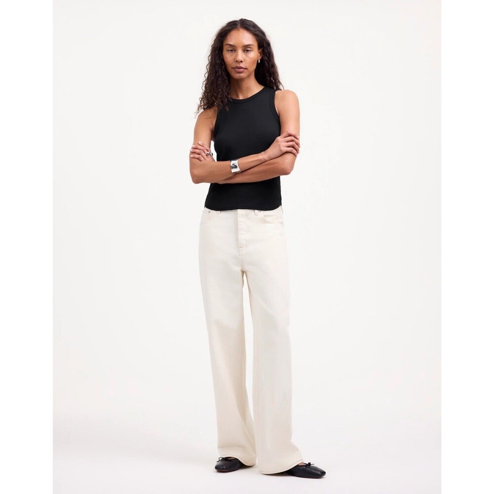 MADEWELL (Re)generative Cotton Ribbed Cutaway Tank S Jet Black Top Crew NWT B62